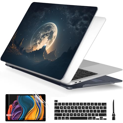 Batianda LumiArt Case for MacBook Pro 13 inch 2020 2022, Moon in Sky | Fits Model A2338 M2 M1 A2251 A2289,1.2mm Slim Lightweight Hard Shell Cover, Scratch Resistant,4-in-1 Accessories Bundle - color: Moon in sky