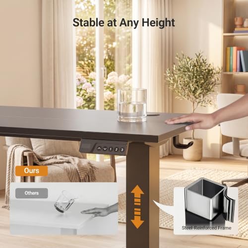 Claiks Electric Height Adjustable Standing Desk, 40x24 Inch, Deep Black | Smooth Height Adjustment, 4 Memory Presets, Cable Management Hub&Hook, Stable Steel Frame, 176lbs Capacity, Easy Assembly - color: Deep Black, size: 40