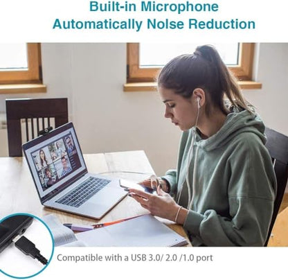 4K Webcam, HD Webcam 8MP- Laptop PC Desktop Computer Web Camera with Microphone, USB Webcams for Video Calling Recording Streaming Video Conference, Webcam with Mini Tripod,Privacy Shutter. | Computer Webcams for Switch 2 Video Calling Recording Streaming
