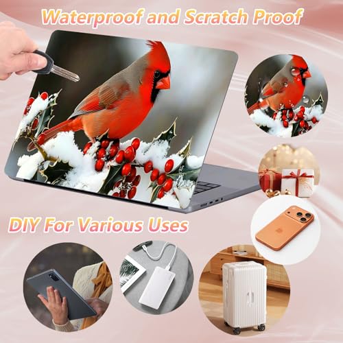Laptop Skin Sticker Decal 12" 13" 13.3" 14" 15" 15.6",Waterproof Scratch Resistant Vinyl,Reusable Easy to Apply,for MacBook HP Dell Notebooks Netbooks Laptop,2 Wrist Pads,Cardinal Bird Snow - color: Cardinal Bird Snow