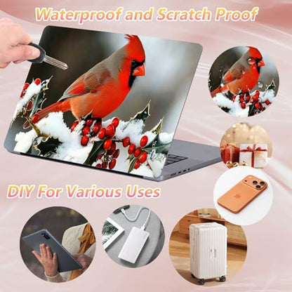 Laptop Skin Sticker Decal 12" 13" 13.3" 14" 15" 15.6",Waterproof Scratch Resistant Vinyl,Reusable Easy to Apply,for MacBook HP Dell Notebooks Netbooks Laptop,2 Wrist Pads,Cardinal Bird Snow - color: Cardinal Bird Snow