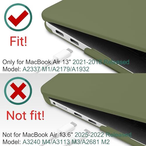 DONGKE Compatible with MacBook Air 13 inch Case 2021 2020 2019 2018 Release Model: M1 A2337 A2179 A1932, Hard Case Cover for MacBook Air 13 inch with Retina Display Touch ID - Avocado Green - color: Green