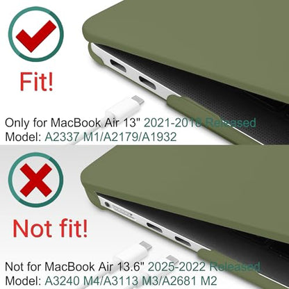 DONGKE Compatible with MacBook Air 13 inch Case 2021 2020 2019 2018 Release Model: M1 A2337 A2179 A1932, Hard Case Cover for MacBook Air 13 inch with Retina Display Touch ID - Avocado Green - color: Green