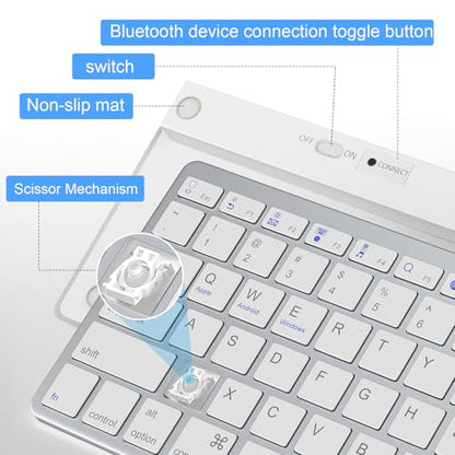 Multi-Device Bluetooth Keyboard for Mac, iPad, iPhone & Windows - Wireless for iPad Pro 12.9/11, Air, Mini, MacBook, Surface, Android Tablet - Switch 3 Devices, Auto-Reconnect, White - color: White