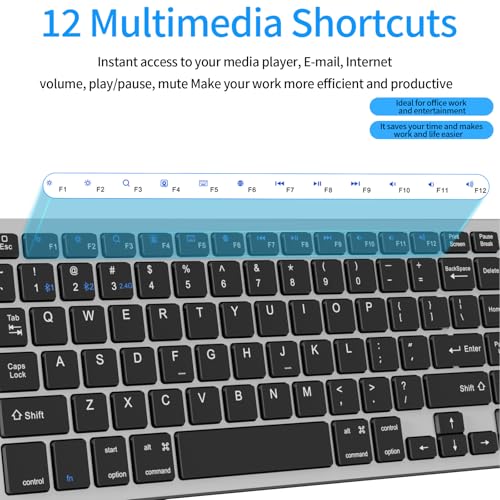 Wireless Bluetooth Keyboard-Number Pad, Multi-Device for Mac/iPad/iPhone | Bluetooth 5.1, low-profile ergonomic design, stable connection. Compatible with Mac, iPad, iPhone, Android, Windows, White - color: gray