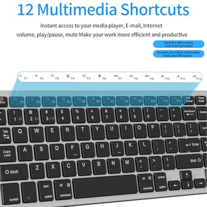 Wireless Bluetooth Keyboard-Number Pad, Multi-Device for Mac/iPad/iPhone | Bluetooth 5.1, low-profile ergonomic design, stable connection. Compatible with Mac, iPad, iPhone, Android, Windows, White - color: gray