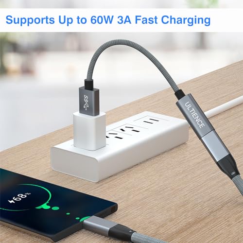 USB to USB C Cable Adapter – 10Gbps High Speed USB 3.2 Converter Data Transfer 60W Fast Charging, Compatible with Laptops, PCs, Flash Drives (1.65 ft, Grey) - color: Grey 1.65ft (Pack of 1)