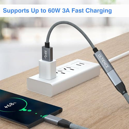 USB to USB C Cable Adapter – 10Gbps High Speed USB 3.2 Converter Data Transfer 60W Fast Charging, Compatible with Laptops, PCs, Flash Drives (1.65 ft, Grey) - color: Grey 1.65ft (Pack of 1)