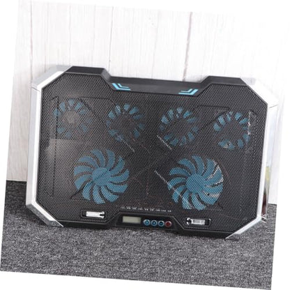 LABRIMP Adjustable Laptop Cooling Pad with Fans and RGB LED Display Silent Notebook Cooler Stand for Up to Laptops Height Settings USB Powered Computer Cooling Mat with Double-Sided