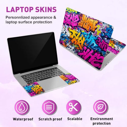 PLIGREAT 15 Inches Laptop Decal Sticker Skin Cover, Graffiti Art Design Laptop Sticker Decals Fits 12" to 15" Laptops Universal Waterproof Removable, Purple Orange - color: Purple Orange