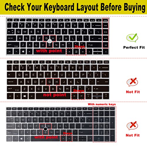 2 PCS Keyboard Cover for HP EliteBook 840 G7 G8 14 Inch Notebook, HP EliteBook 845 G7 G8 14 Inch Notebook PC Model Laptop US Layout Keyboard(Not for HP Elitebook 840 G5/G6)-Black+Clear - color: Black+Clear