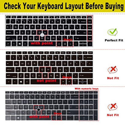 2 PCS Keyboard Cover for HP EliteBook 840 G7 G8 14 Inch Notebook, HP EliteBook 845 G7 G8 14 Inch Notebook PC Model Laptop US Layout Keyboard(Not for HP Elitebook 840 G5/G6)-Black+Clear - color: Black+Clear