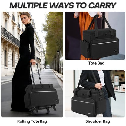 GMAK Teacher Briefcase, Teacher Tote Bags with 15.6 Inch Laptop Compartment, Scrapbook Tote Craft Organizer with Pockets - style: With Wheels