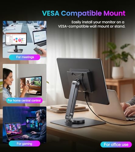 15.6" Touchscreen Monitor,VGA DVI HDMI VESA for Industrial (dark black) | 10-point touch,Quick response,Dual-Speaker,178°viewing angle,400nits,2000:1,72%NTSC,IPS,remote control,PC,Laptop,RPi,POS - color: dark black