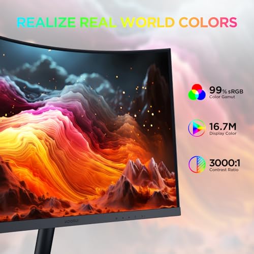 KOORUI 27 Inch Curved Computer Monitor, FHD 144Hz VA 1500R Office Monitor | 99% sRGB, Eye Care TÜV Rheinland Certified, HDMI/VGA, Tilt Adjustable, Bedroom Setup, Study and Home Office - size: 27inch 144Hz/FHD/Curved