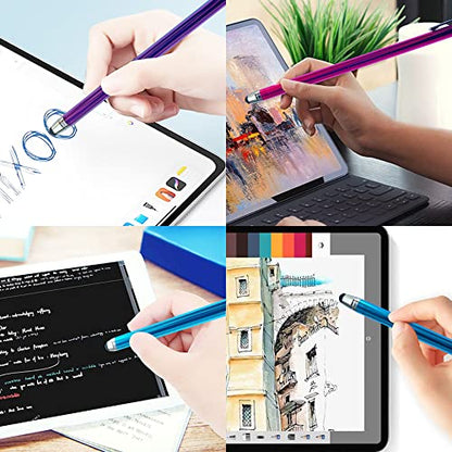 Bundle of 3-Pack 7.3" Extra Long Thin Tip High Precision Universal Capacitive Stylus Pens for Touch Screens and Microfiber Cloth (Purple, Hot Pink, Blue) - color: Purple, Hot Pink, Blue