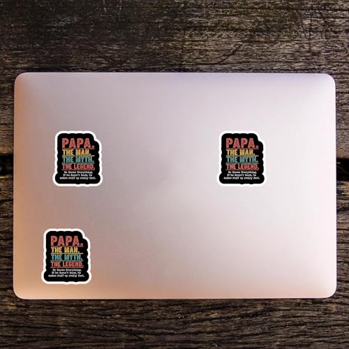 Vinyl Sticker Pack Papa the Man Myth Legend Decals for Laptops Water Bottles and Personal Gear Accessories