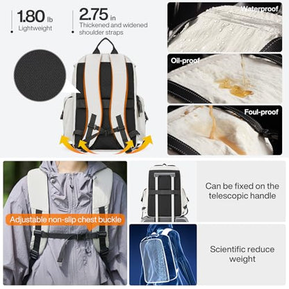 mixi Travel Backpack for Women Men, 18 Inch Carry On Laptop Backpack Flight Approved fits 16'' Laptop, Lightweight Waterproof Hiking Backpack Travel Outdoor Business Casual Daypack, Light Gray - color: Light Gray