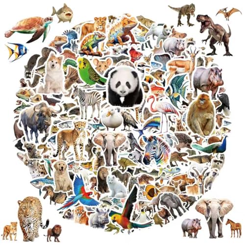 200 Pcs Cute Animal Stickers Bulk for Kids,Girls,Boys,Teens Adults.Waterproof Vinyl Kawaii Sticker Pack for Water Bottle Laptop, Phone.Teacher Reward Kids Stickers in Wild/Farm/Dinosaurs/Fish - color: Wild+farm+dinosaurs+fish