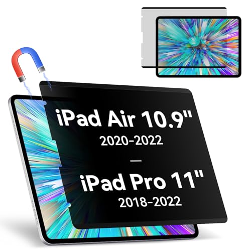 Magnetic Privacy Screen Protector Compatible with iPad Air 5th 4th 10.9" & iPad Pro 11(2018-2022), Removable Anti Glare Blue Light Bubble-Free Black Security Protector Private Filter - size: [1 PACK] iPad 11" Privacy Screen