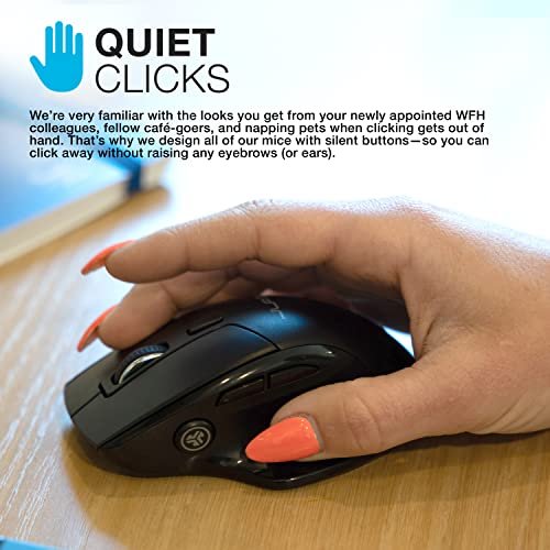 JLab, JBuds, Wireless Mouse, Bluetooth, USB Dongle, Multi-Device, Silent Click, Full-Size, Black | Full-Size, Tri-Mode with USB-Dongle, Ergonomic, Multi Device Silent, for Laptop, PC, iPad, Mac, Tablet - size: 1 Pack