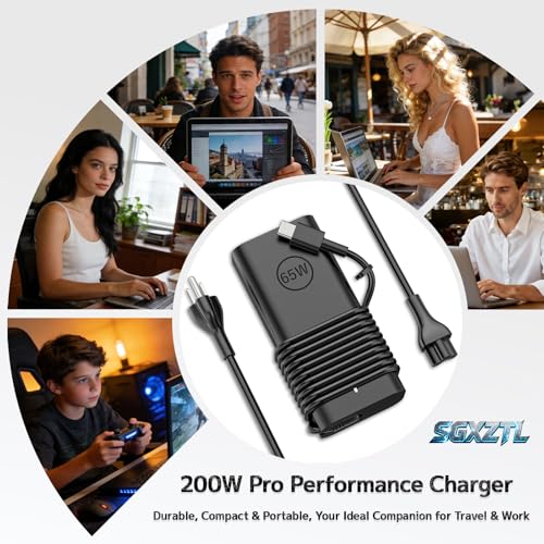 Slim 65W USB Type C Laptop Charger Compatible with Dell Computer Adapter | Latitude 5420 5430 5440 5450 5550 5520 7320 Inspiron 14 7425 16 7620 Chromebook 3100 3400 XPS 13 7390 2-in-1 Power Supply