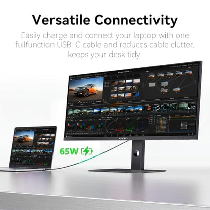 INNOCN 34" 5K 5120 x 2160P Wide Monitor for Laptop/MacBook/Mini PC, Screen Split PIP/PBP, 21:9, 120Hz, HDR400, HDMI 2.1, DP, FreeSync, USB-C, DeltaE＜2, Speakers, Height Adjustable, Black - 34C1U - size: 34 Inch