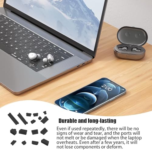 USB C Plug Cover,Computer Port Anti Dust Plugs - 16 PCS Anti Dust Plugs Computer Port, Silicone Dust-Proof Stoppers/for PC Case Box Laptop, Covers Stoppers - color: Black