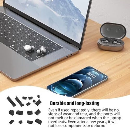 USB C Plug Cover,Computer Port Anti Dust Plugs - 16 PCS Anti Dust Plugs Computer Port, Silicone Dust-Proof Stoppers/for PC Case Box Laptop, Covers Stoppers - color: Black