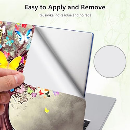 Laptop Skin Sticker Decal, Universal Reusable Vinyl Laptop Cover for 12" 13" 13.3" 14" 15" 15.4" 15.6" Notebook PC, Reusable Waterproof Scratch-Resistant with 2 Wrist Pads,Butterfly Tree - color: Butterfly Tree