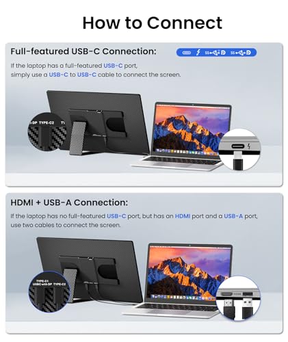 Portable Monitor, 16" 1200P FHD Laptop Screen Extender, Detachable Horizontal/Vertical Monitor, Plug & Play Dual Travel Monitor Build-in Speaker for Laptop/Mac/Windows - size: 16" Dual Screen