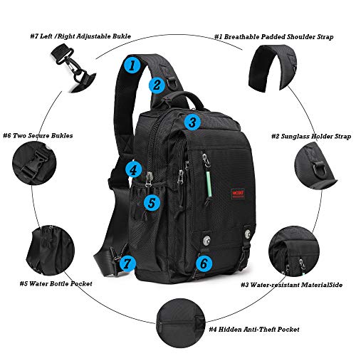 NICGID Sling Bags Chest Shoulder Backpacks, Laptop Backpack Crossbody Messenger Bag Travel Outdoor Men Women - color: Black-2483, size: 13.3 inch