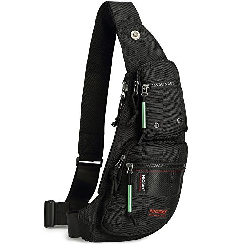 NICGID Sling Bag Chest Shoulder Backpack Crossbody Daypack for Men Women | Travel Outdoor Hiking Concealed Carry Fishing Fanny Tool Small Casual - color: Black-2854