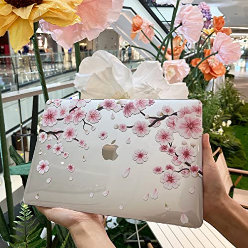 Teryeefi New MacBook Air 13 Inch Case 2021 2020 2019 2018 Release A2337 M1/ A1932/A2179 with Retina Display Touch ID, Floral Hard Plastic Shell Case and Keyboard Cover,Cherry Blossoms - color: Cherry Blossoms