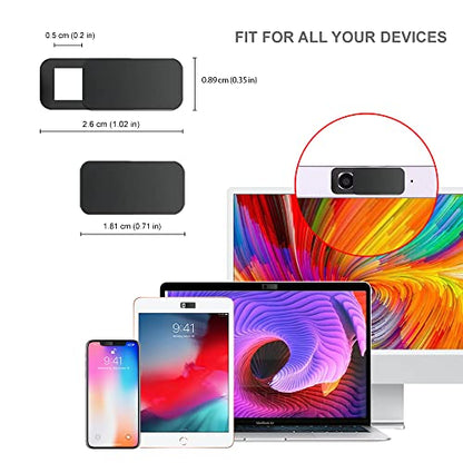 WIRESTER Set of 3 Camera Cover Slide, Plastic Webcam Privacy Cover for Laptop, MacBook, PC, Computer, Cell Phone and More Accessories - Black
