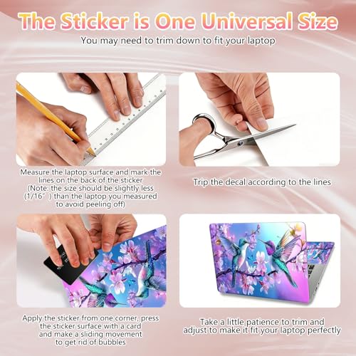 Laptop Skin Sticker Decal 12" 13" 13.3" 14" 15" 15.6",Waterproof Scratch Resistant Vinyl,Reusable Easy to Apply,for MacBook HP Dell Notebooks Netbooks Laptop,2 Wrist Pads,Flower Hummingbird - color: Flower Hummingbird