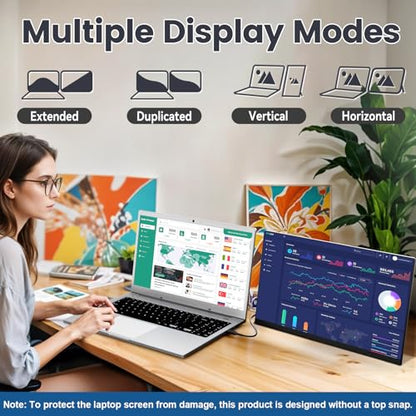 KEFEYA Laptop Screen Extender, 15.6" FHD 1080P IPS Portable Monitor for Laptop, Plug and Play Dual Monitor Extender for 13"-17.3" Laptops, Compatible with MAC, Windows, Android, Linux, Chrome - size: Dual-15.6"