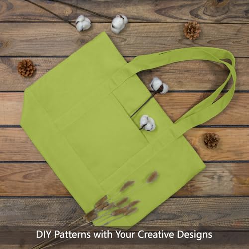 TOPDesign 1-Pack Canvas Tote Bag with an External Pocket, Reusable Grocery Shopping Bag, Top Zipper Closure, Daily Essentials (Light Green) - color: Light Green