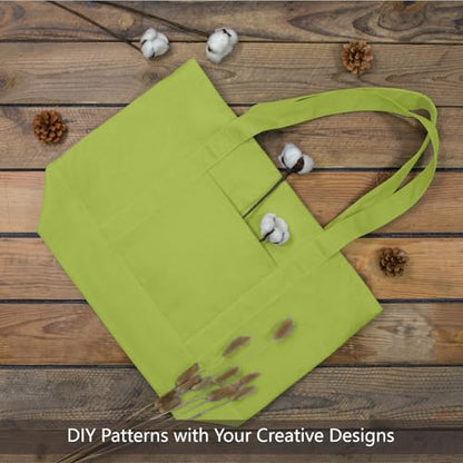 TOPDesign 1-Pack Canvas Tote Bag with an External Pocket, Reusable Grocery Shopping Bag, Top Zipper Closure, Daily Essentials (Light Green) - color: Light Green
