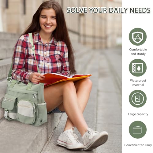 Women's Messenger Bag - Professional Crossbody Work Satchel Stylish Office Purse for Business Travel & Commuting - color: Green