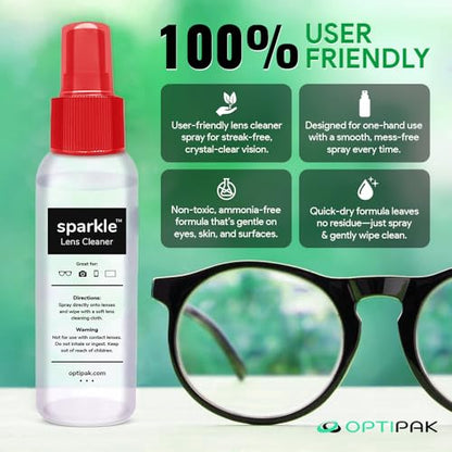 Sparkle Anti-Reflective Lens Cleaner Spray kit | (2) 1oz Glasses Cleaner Spray + (2) Microfiber Cloth for Eyeglasses, Sunglasses, Lenses, Screens and Camera Cleaning Kit (4 Piece Set) - size: 1 Fl Oz (Pack of 2), style: Red | 2x1oz Lens Spray + 2 Microfib