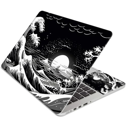 15.6 Inch Laptop Skin Sticker, Reusable Vinyl Cover Protector with 2 Wrist Pad Skins, Removable Waterproof Scratch-Resistant for 12-15.6 Inch Laptop Notebook,Great Wave - color: Great Wave