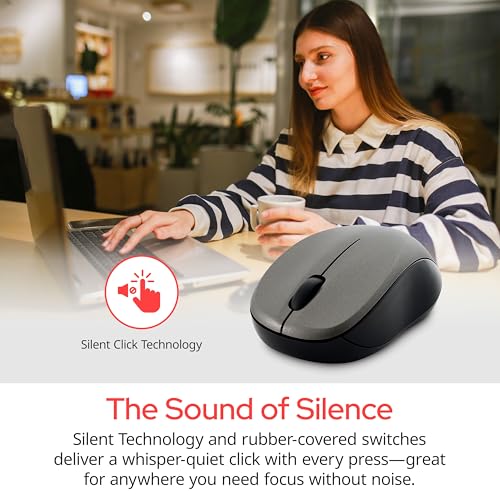 Verbatim 2.4G Wireless LED Silent Mouse - Noiseless and Silent Click Computer Mouse with Nano Receiver for Mac and PC - Graphite - style: Graphite Mouse