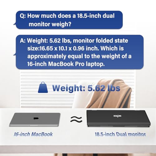 InnoView 18.5" Dual Portable Monitor 100Hz 2K 2560x1600P 100% sRGB Foldable & Stackable Design with 315° Screen Adjustment | DP/USB-C/HDMI, Second Monitor for Laptop, Mac, Windows - size: 18.5 inch