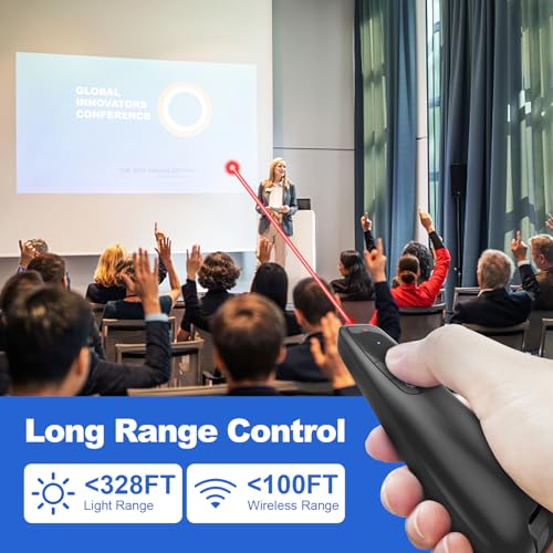 (2 Units) Presentation Clicker PowerPoint Presenter Remote: Laser Pointer Project Power Point PPT Clicker for Mac Laptop Office, Wireless Computer Clickers Slideshow Google Slide Advancer - style: 2 Units with Case
