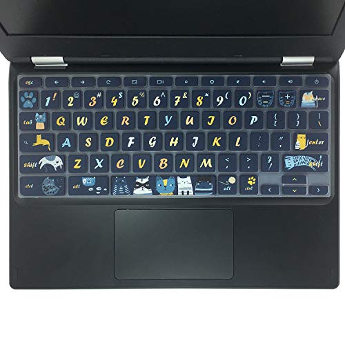 Silicon Keyboard Cover for 11.6" Lenovo Chromebook C330 C340, Flex 11, 100e 300e 500e N20 N21 N22 N23, 14" N42 N42-20, Cat - color: Cat