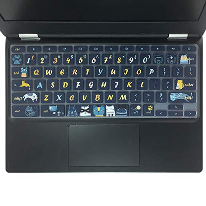 Silicon Keyboard Cover for 11.6" Lenovo Chromebook C330 C340, Flex 11, 100e 300e 500e N20 N21 N22 N23, 14" N42 N42-20, Cat - color: Cat