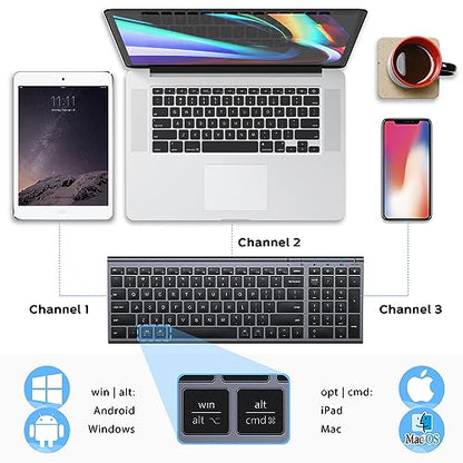 iClever BK10 Bluetooth Keyboard, Wireless Rechargeable Ultra-Slim Keyboard with Long Battery Life, Compatible with iOS, Android, Windows, Mac for iPad, Tablet, Laptop, PC, Phone (Gray Black) - color: gray black