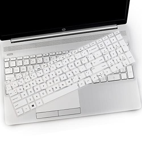 2PCS Keyboard Cover for HP Laptop 15.6 15-dy 15-dw 15-da/db 15-bs/bw 15-ef 15t 15z 15t-dy200 15-dy2021nr dy2024nr 15-dw3013/3033dx 15-eb0043dx eb1043dx /HP 17t 17-bs 17-ca 17-by - color: White+Clear