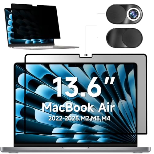 Privacy Screen for MacBook Air 13.6/13 Inch (2022-2025, M2,M3,M4) - A2681, A3113, Removable Vacuum Adsorption Anti Spy,Anti Glare Anti Blue Light Filter for Mac Laptop Computer - size: 13.6/13 inch MacBook Air (2022-2025)